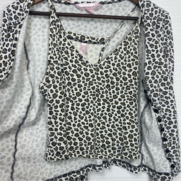 Victoria Secret White leopard Animal Print 3 pc sleep lounge wear - Picture 7 of 7